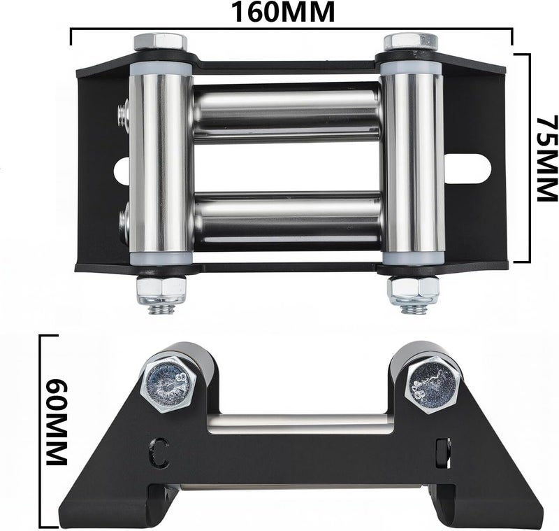Wacece 4-Way Winch Roller Fairlead for ATV/UTV, 4 7/8" Bolt Centers, Fits 2000-3500 lbs Winches,#45 Carbon Steel Construction, ATV Winch Accessories - Image 4